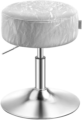 VASAGLE Sgabello da Trucco, Sedia per Toeletta, Regolabile in Altezza, Girevole a 360°, in PU, Seduta Spessa, per Camera da Letto Cucina Sala da Pranzo, Moderno, Grigio Tortora LJB120GD01
