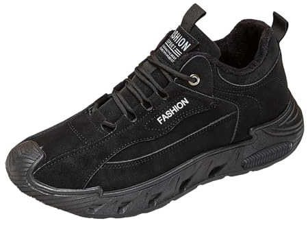 Scarpe sportive da uomo in pelle, da uomo, large, per il tempo libero, sportive, antiscivolo, suola piatta, scarpe da camminata, scarpe invernali, calde per attività all'aria aperta, comode