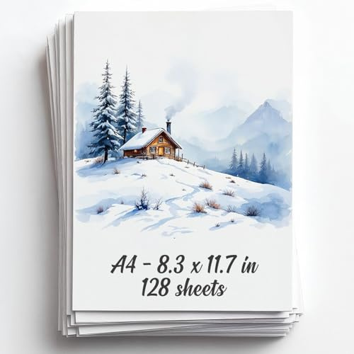 128 hojas Papel Acuarela A4-300gr algodon - Cuaderno acuarela - Suministros de arte para niños y adultos - Para pintura, bocetos de artistas, caballete, acrílico, dibujo libre