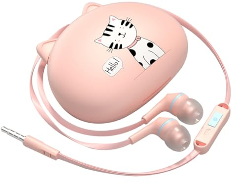 TOBBOMEY Auricolari In-ear con Filo Rosa Leggeri e Compatti Compatibili con Smartphone Cuffie per Telefono per Sport e Viaggi