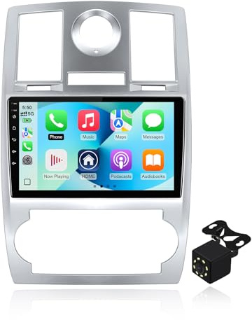 2+64G Android 14 9 Inch Touchscreen Radio Double Din Car Stereo for Chrysler 300C 2004-2011 Built-in Wireless Carplay/Android Auto/Bluetooth/FM/GPS/AUX-in/SWC/Backup Camera