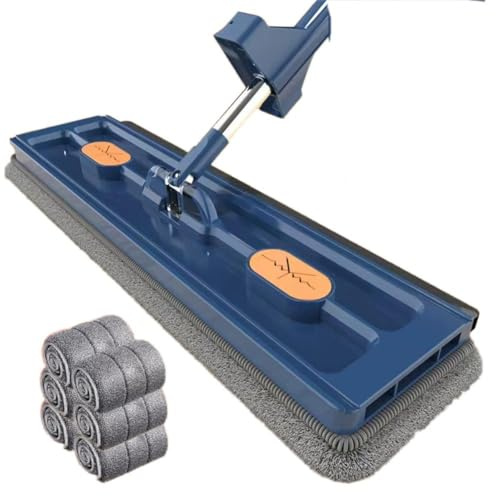 Trapeador plano grande, 2025 mejorado para piso, con almohadillas lavables de microfibra para polvo seco, mango largo