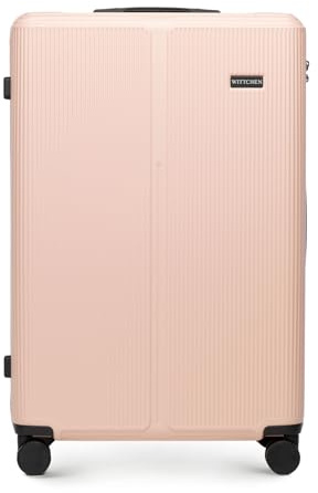 WITTCHEN Stripes Line Valigia grande (XL) | 76,5 × 50 × 29 cm (96 L), ABS rigido, 4 ruote 360° e lucchetto a combinazione | Trolley grande formato XL, Ryanair/ITA Airways - Colore: Rosa cipria