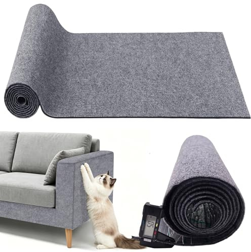 Fyunlle Selbstklebende Kratzschutzmatte für Katzen 40×200cm | 0,5cm Extra Dick 400g | Kratzschutz für Sofa Wand Tür Möbel | Ideal für Aktive Katzen & Empfindliche Oberflächen (hellgrau)
