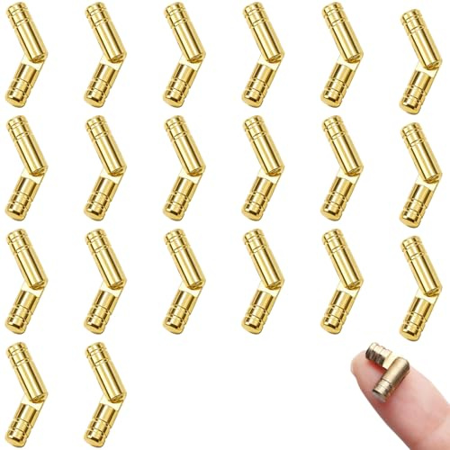 Ebksqs Mini Scharniere 5x25mm - Messingfarbene Möbelscharniere Für Holzarbeiten, Verdeckte Stiftscharniere Für Schmuckkästchen & DIY Projekte (20 Stück)