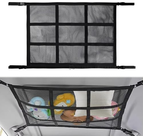ONEMAJI Filet de Rangement de Plafond Voiture pour Ford Transit Custom I 2017-2023, Filet de Toit Intérieur Rangement Pavillon Élastique Filet de Chargement Robuste