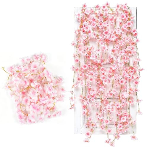 4 Pcs 180cm Guirlande Fleurs Artificielles Deco | Fausse Fleur de Cerisier Artificielle, pour Décoration Chambre Fêtes Mariage Maison Intérieur Extérieur