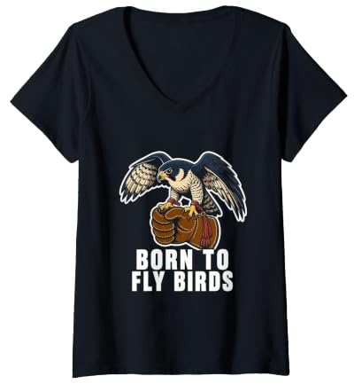 Damen Falknerei Hawk Trainer Vintage Distressed Raptor Identity T-Shirt mit V-Ausschnitt