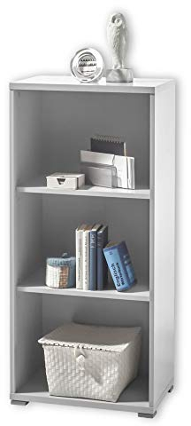 Stella Trading OFFICE LUX Aktenregal, grau - Kleines Standregal mit 3 offenen Fächern - Modernes Büromöbel Komplettset - 52 x 114 x 35 cm (B/H/T)