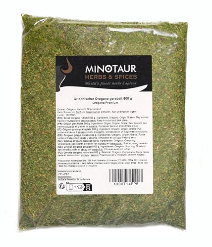 Minotaur Spices | Grekisk oregano, strimlad | 2 x 500 g (1 kg) | Premiumkvalitet