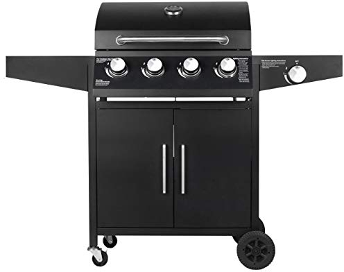 GrillMaster Gasgrill PartyTogether 4+1 + Schutzhülle, Gartenhaus, Gas, mit Thermometer, mit Rollen, Zusatzbrenner