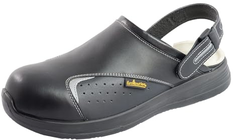 EUROROUTIER Basic 2.0 Black, Zoccoli Scarpe Antinfortunistiche in Pelle Certificate CE EN ISO SB+A+E+FO+Sra (Numeric_42)