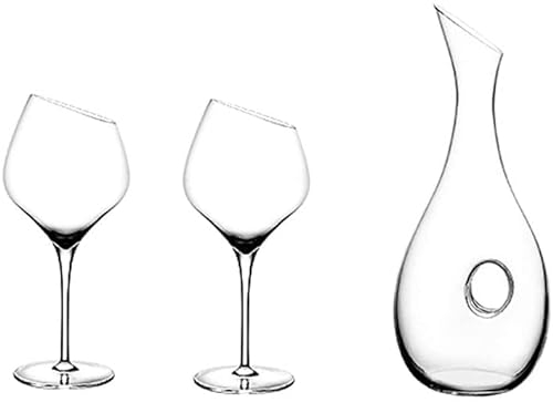 Habiba Exquis Verres à vin Rouge Lot de 2 avec décanteurs Verre à vin Artisanal Verre en Cristal Dégustation de vin Professionnelle 580ML/19.6OZ Verrerie Élégant