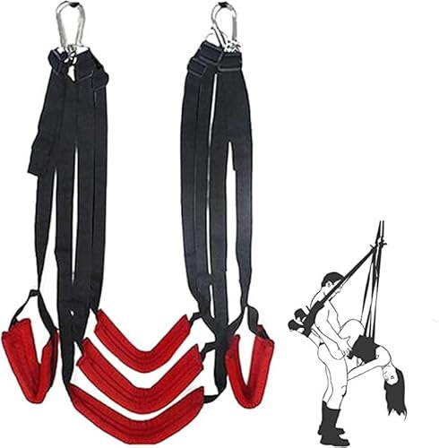 lxdzxy Balançoire d'intérieur/extérieur pour Femmes avec Cordes réglables en Hauteur Rouge