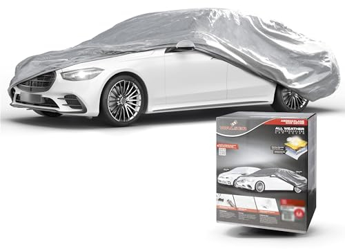 WALSER Bâche Voiture/Housse de Protection Auto Extérieure All Weather Basic - 100% Imperméable et Résistante aux Intempéries, Protection UV, Neige et Poussière, Taille 3, Argent