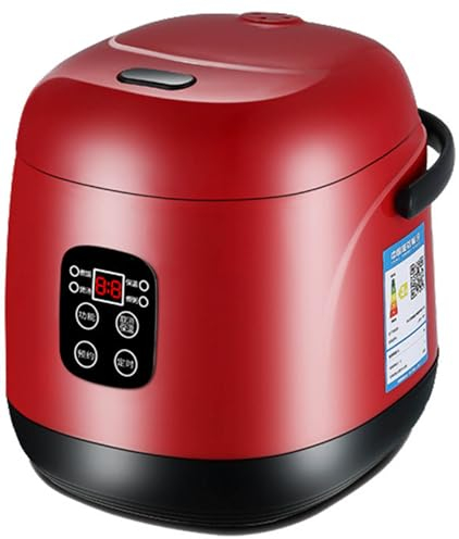 ZORZA Cuociriso elettrico da 1,2 litri, mini cuociriso portatile con pentola interna antiaderente, riscaldamento e mantenimento in caldo, adatto per 1-2 persone,Rosso,Smart