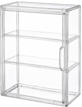 BOHOIDEE 3 Tiers Clear Display Case for Figures, Acrylic Storage Organizers Box with Magnetic Door, Wall-Mounted Dustproof Showcase for Collectibles Action Figure