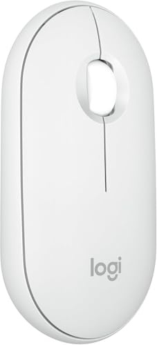 Logitech Pebble Mouse 2 M350s Slim Bluetooth Wireless Mouse, Portable, Customizable Button, Quiet Clicks, Easy-Switch for Windows, macOS, iPadOS, Android, Chrome OS - Tonal White (Renewed)