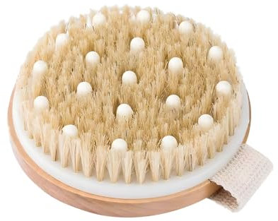 Dry Body Brush for Exfoliating Skin With Natural Boar Bristles - Dual-use Body and Massage Scrubber, Physical Exfoliation for Dead Skin - Organic Spa