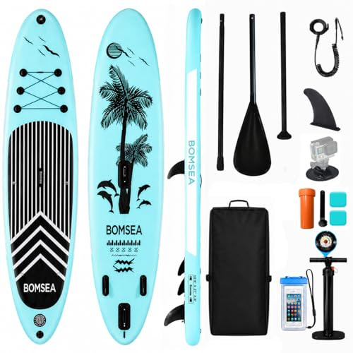 Bomsea Sup Board，Paddle Board für Stand-up Paddling, Paddleboard, Stand-up Paddling Board, Doppel Paddel für SUP, Aufblasbare Boards für Wassersport,2 Personen Sitzplätze (Green-S)