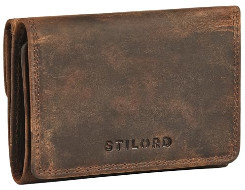 STILORD 'Olive' Echtleder Geldbörse Damen Mittelgroß Leder Portemonnaie - Freuen Brieftasche mit RFID Schutz - Trifold Damengeldbörse mit Münzfach in edler Geschenkbox, Farbe:Kreta - braun