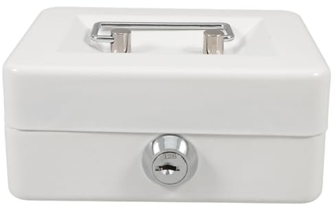 SHINEOFI à Clé Noir Verrouillable Caisse à Argenté Métallique Sécurisée avec Plateau Amovible pour Stockage Secret pour Documents et Objets de Valeur 1