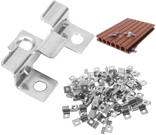 jackfru 100 Stück Edelstahl Clips Abstand 4 mm, Höhe 7-9 mm Terrassenclips Clips Klammer WPC Dielen Befestigungsclips (Silber, Höhe 7 mm)