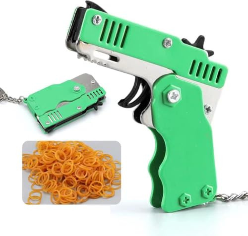 Mini Metal Burst Collapsible Rubber Band Toy,Rubber Band With 60pcs Band,Portable Portable Game Rubber Shooting