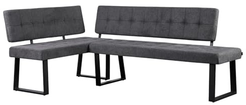B&D home® Eckbank AKA – Esszimmerbank mit Lehne, beidseitig montierbar (Links/rechts), Kaltschaum-Polsterung, platzsparend, für Esszimmer, Küche & Flur, ca. 216 x 120 cm