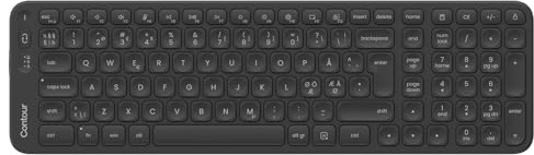 Contour Balance Keyboard | Kompakt tangentbord, numeriskt tangentbord, bekväm skrivning för hem och kontor, kompatibel med Windows och Mac - Black - Wireless - PN layout