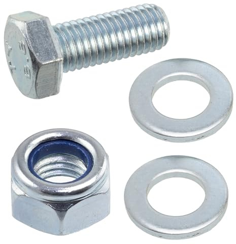AERZETIX - Kit de 10 boulons M12x30 mm à tête hexagonale + 20 rondelles + 10 écrous autobloquants hexagonaux M12 pour assemblage bricolage et fixation légère | en acier