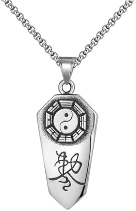 SUPVOX Collana Uomo in Acciaio Inossidabile Pendente Ottagonale Bagua, Design Elegante e Raffinato, per Festa e Uso Quotidiano