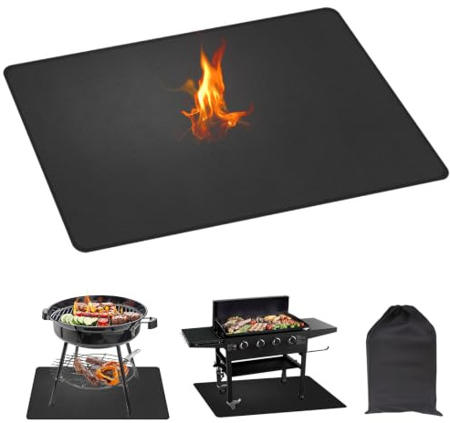 Alfombra Barbacoa Exterior 130 x 90cm Impermeable y Ignífuga para Césped
