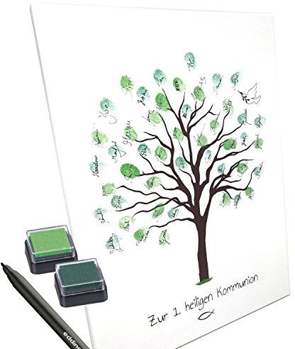 KATINGA Leinwand zur Kommunion als Gästebuch für Fingerabdrücke, 30x40cm (ohne Name)