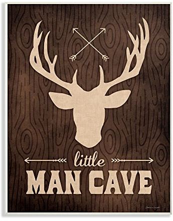 The Kids Room by Stupell Little Man Cave Moose Wood Grain Wall Plaque 12.5 x 18.5 Multi-Color