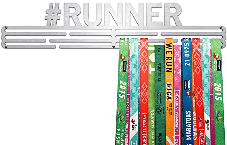 United Medals #Runner Medaillenhalter Running Laufen für 60 Medaillen Aufbewahrung - Läufer Geschenk Marathon Zubehör - Medal Holder Hanger Display Rack - gebürsteter Edelstahl