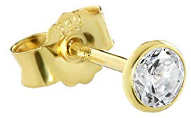 NKlaus Ohrstecker Gold, 333er 8 Karat, Zirkonia für Damen, 4mm, 1 Stück
