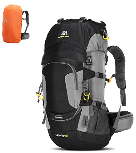 Lixada Wanderrucksack, 50 l, mit Schutzhülle, wasserdicht, ultraleicht, für Bergsteigen, Klettern, Trekking, Sport, Reisen, Camping