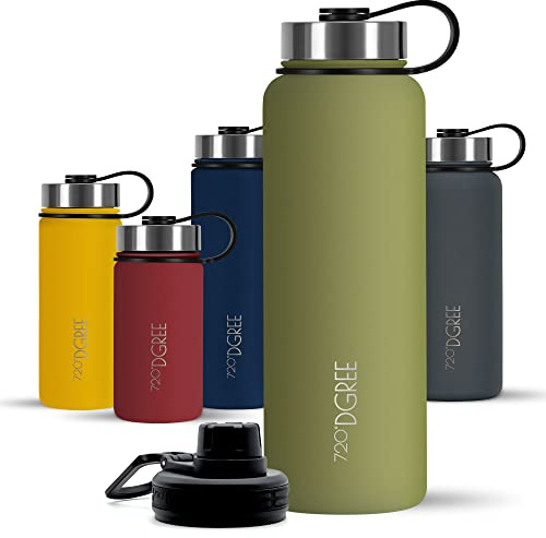 Auslaufsicher bei Kohlensäure, BPA-Frei, Robust - Große Thermosflasche mit Sportdeckel für Sport, Fitness, Gym, Büro, Outdoor