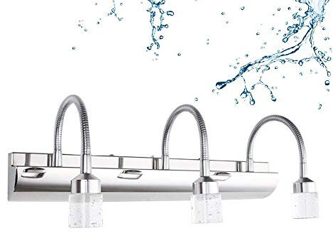Cristal LáMpara De Espejo,46Cm 9W Led Aplique De BañO LáMpara De BañO Acero Inoxidable Ajustable Aparato Espejo IluminacióN,Moderna LáMpara De Imagen Para Muebles De Maquillaje Espejo,Coolwhite