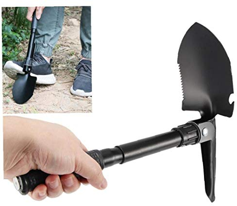 Angoter Survie Camping Militaire Pliable Shovel extérieur Outils d'urgence Multifonctions Statut Saw Pelle Hoe Pioche Crowbar