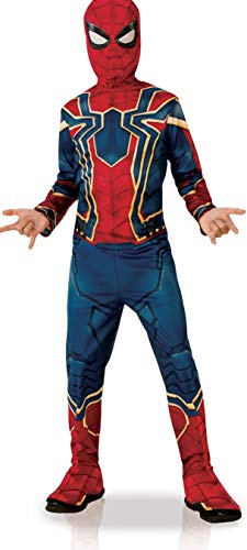 RUBIES - AVENGERS ufficiale - Costume classico per bambini IRON SPIDER. Costume SpiderMan completo taglia 5-6 anni con tuta copri stivali e passamontagna del film Avengers Infinity War