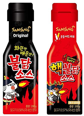 Amatec24 Samyang Sauce Set - Hot Sauce Spicy Chicken - Extrem scharfe Sauce - Korean Fire Noodle Challenge (2x 200g)