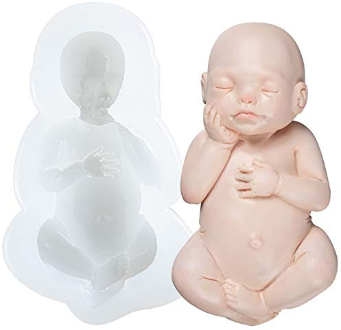 Groß 3D Säugling Silikonform schlafendes Baby Fondant Formen für Tortendeko Cupcake Topper 9CM