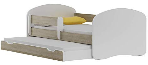 Happy Babies BDW NEU Kinderbett mit 2 Liegeflächen und 2 Matratzen DOPELLBETT 180x90 Eiche Sonoma - für Mädchen und Jungen JUGENDBETT || KOSTELNOS Versand ||