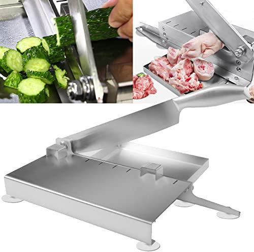 Scie a Os en Acier Inoxydable, Manuelle Trancheuse pour Charcuterie Saucisson Jambon Legumes Os Viande pour Commercial Accueil, Principe de Levier, Facile à Utiliser(Size:M)
