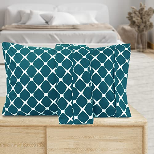 Valerian Bloomingdale Pattern Pillowcase 1500 Thread Count 2-Piece Set Super Soft, Easy Slip-On and Wrinkle Resistant, Bloomingdale King Pillowcase, Turquoise
