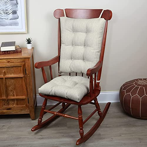Klear Vu The Gripper Jumbo XL rutschfestes Schaukelstuhlkissen-Set aus Twill mit Dicker Polsterung, inklusive Sitzpolster und Rückenkissen mit Bändern, für Wohnzimmer, Wippe, 43,2 x 43,2 cm,