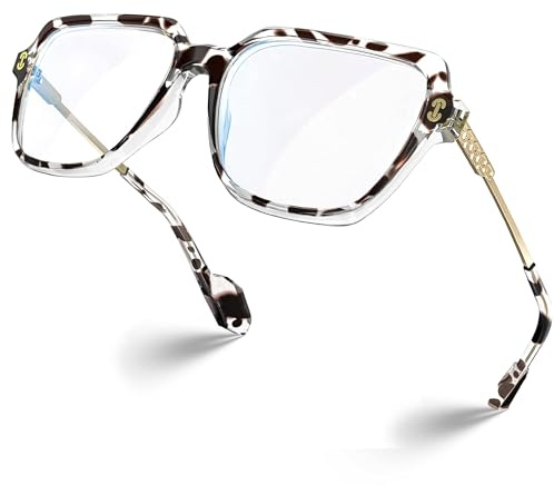 VISOONE Oversized Blue Light Blocking Glasses with Chic Square TR90 Frame and Metal Temple for Women Men REMY