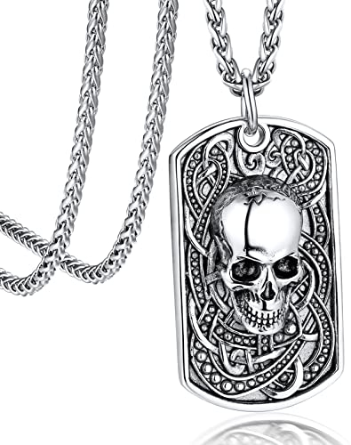 Bandmax Totenkopf Dog Tag Kette Herren Edelstahl Halskettchen Militärische Anhänger Halskette Skull Halskette Schädel Kette Gotik Punk Schmuckstück